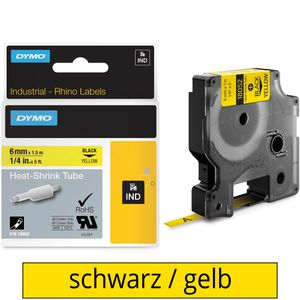 Dymo 18052 Rhino 6mm Heißschrumpfschlauch IND gelb