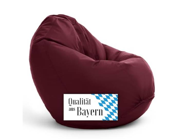 Bruni Sitzsack Classico L in Bordeaux – XL Sitzsack mit Innensack zum Lesen, Abnehmbarer Bezug, lebensmittelechte EPS-Perlen als Bean-Bag-Füllung, aus Deutschland