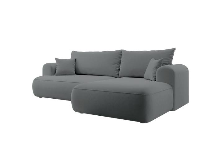 Selsey Ovo – Canapé D’angle Avec Fonction Couchage\, Angle Droit – Gris Foncé – Velours