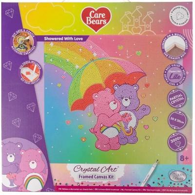 Craft Buddy CAKL-32CBC717M - Crystal Art Famed Canvas Kit, Care Bears, Showered With Love, Leinwandbild 30x30cm, Diamond Painting