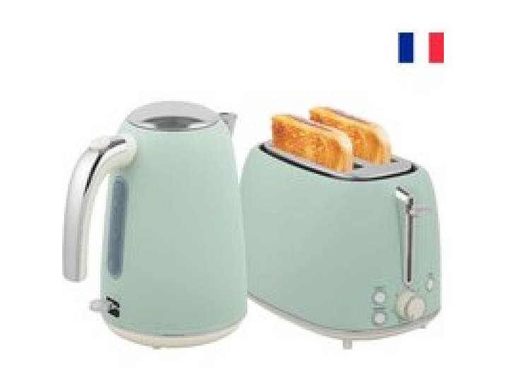 NOUVEAU Ensemble bouilloire et grille-pain bouilloire en acier inoxydable 1 7 L et 2500 W et grille-pain à 2 tranches vert