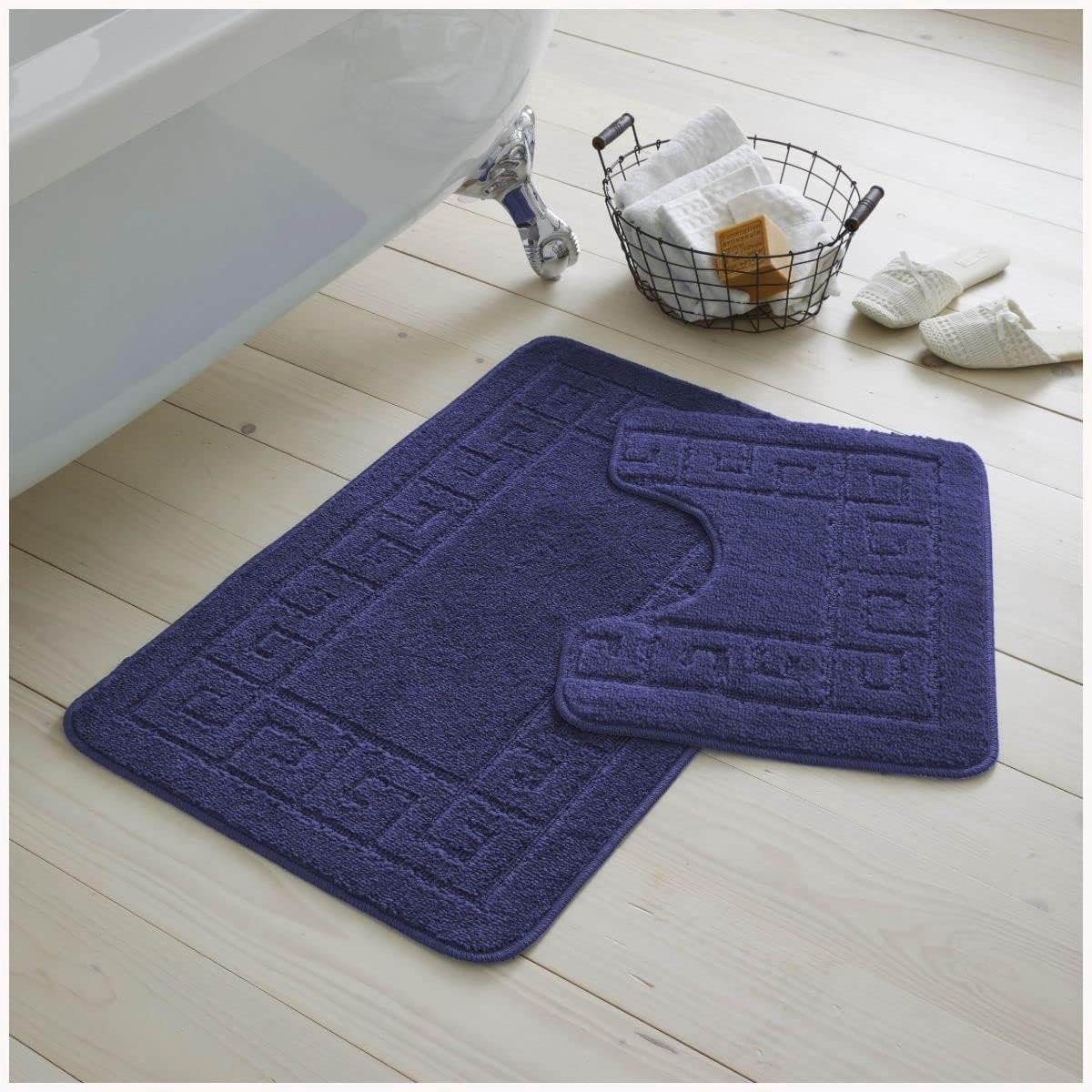 Luxe 2-delige antislip badmat en voetstuk set, extra absorberend badtextiel voor volwassenen
