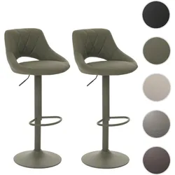 2er-Set Barhocker HWC-N64, Barstuhl Tresenhocker, Fußablage drehbar, Kunstleder Metall ~ grün