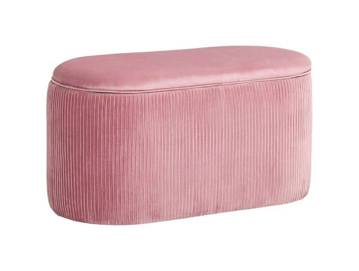 Banc coffre rose en velours avec rangement 81x40x41 cm