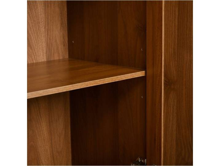 WUVRIE Armoire penderie avec miroir 2 portes battantes tiroir MDF couleur noyer rangement chambre