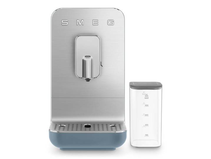 Expresso broyeur compact bleu orage + carafe à lait smeg
