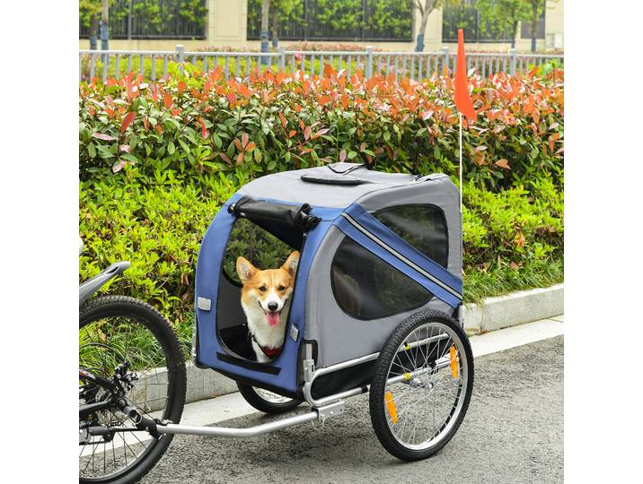 PawHut Remorque Vélo Chien Bleu 130x73x90cm