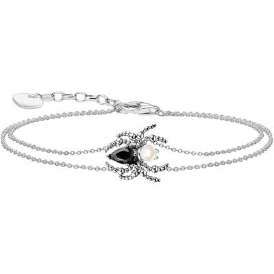 Armband THOMAS SABO "Spider Romance Armband, Spinnen-Design" Gr. 19, schwarz-weiß (silberfarben, schwarz, weiß, schwarz), Armbänder, Damen, 19, Perlen Silber 925 (recycelt), Perlen, Silber 925 (recycelt), Armband, mit Zirkonia (synth.) - mit...