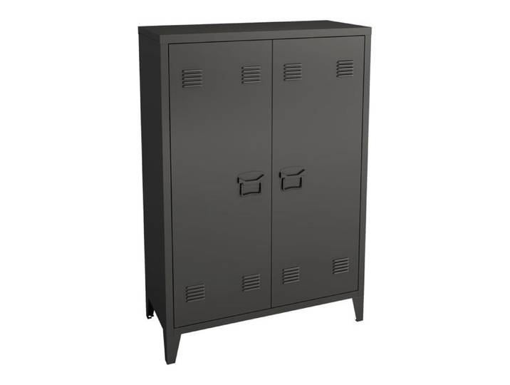 Meuble de bureau - Métallique - Armoire à 2 portes - 110 x 75 cm - Design contemporain - Noir mat