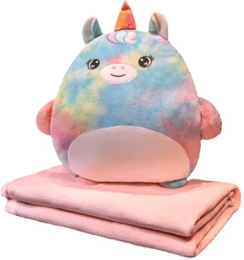 Inspire Curations Cute Toast 3 In 1 Pillow Blanket With Hand Warmer pink 80x100m
