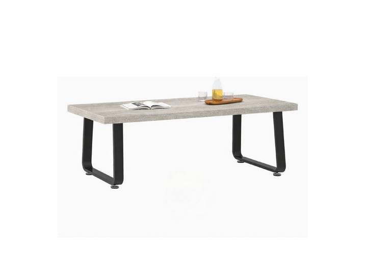 mukuhi Couchtisch COUCHTISCH Holz Hellgrau Metall Industrial Sofatisch Wohnzimmer Tisch, Schnelle Montage, Stabile Konstruktion