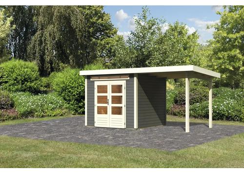 Gartenhaus Karibu Skandi 3 inkl. Anbaudach 2,35 m 495 x 273 cm terragrau