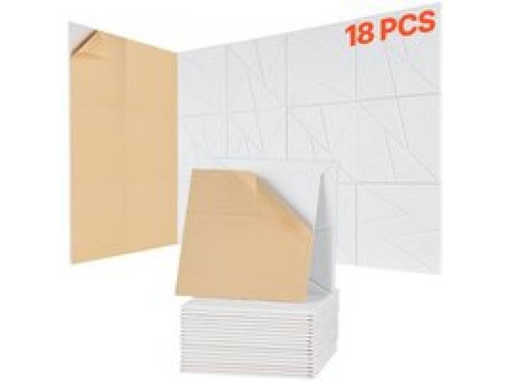 VEVOR Akustikpaneele mit Selbstklebeband, 300x300x10 mm, schalldichte Schaumstoffplatten, Akustik Wandpaneele aus Polyesterfaser, für Zuhause, Studio, Büro, Theater, Weiß, 18er-Pack