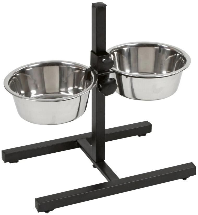 Futternapf KERBL "inkl. Näpfe 2 x 2800 ml", silber (schwarz), B:27cm H:43cm T:45cm, Näpfe, Futternapf, Rutschfest, Rutschfester Boden, Spülmaschinen geeignet schwarz Einheitsgröße