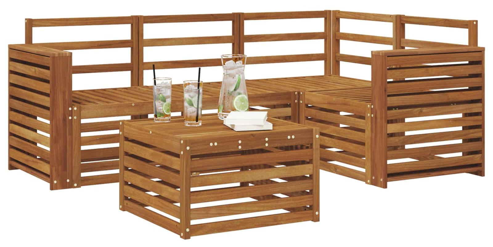 Outdoor-Sofagarnitur 5 pcs Natur