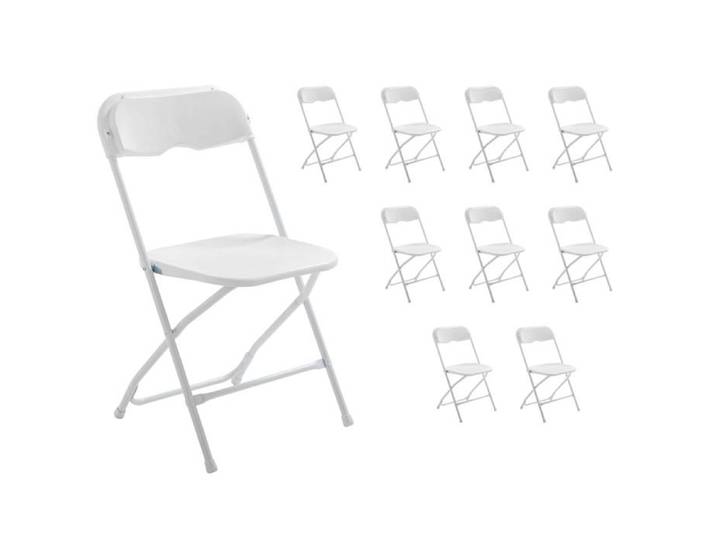 Chaises pliantes d'appoint - MOB EVENT PRO - Lot de 10 - Acier finition époxy et résine plastique - Blanc
