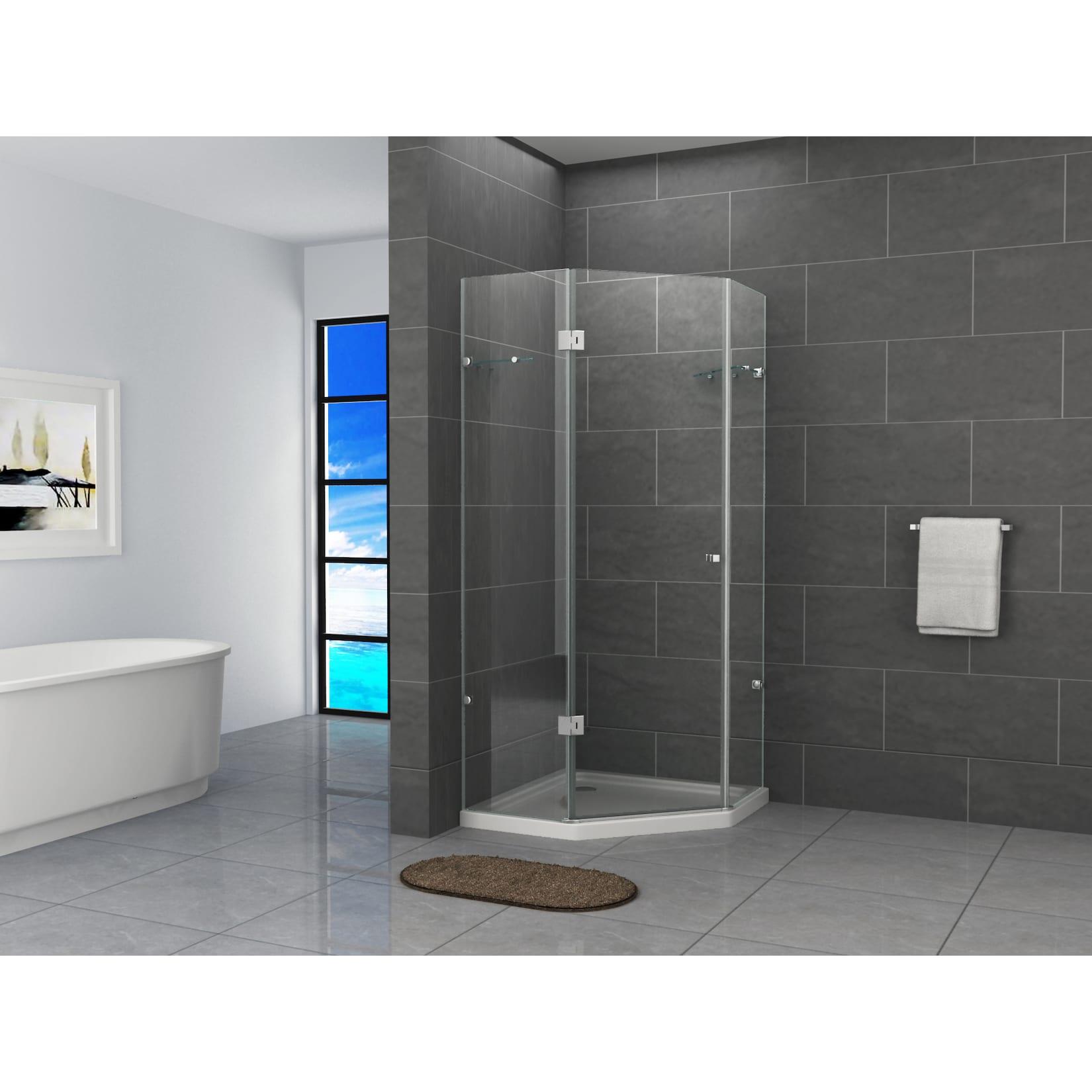 Fa-Bausysteme Glasdusche Lippe links Streifen 100 x 100 cm ohne Wanne