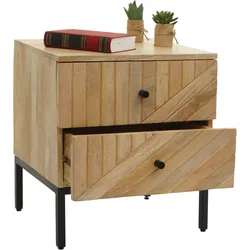 Nachttisch HWC-L95, Kommode Beistelltisch Nachtschrank Schrank, Schublade Mango-Holz 51x45x40cm MVG-zertifiziert, natur