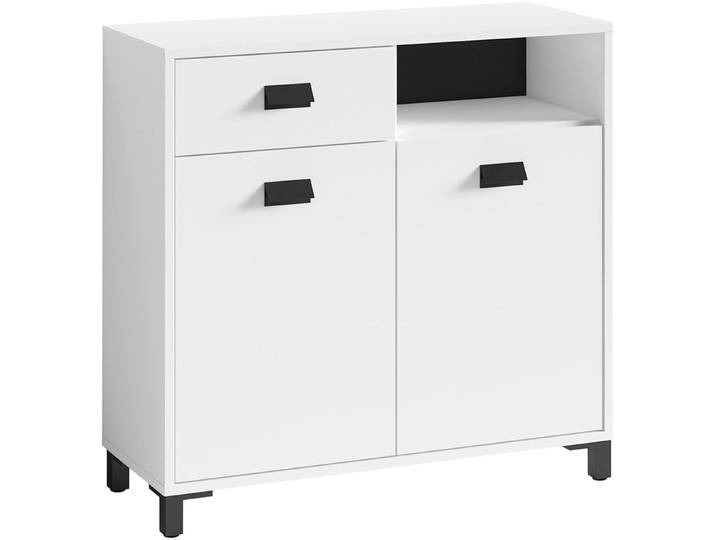 Badkommode BYLIVING Wellness , weiss (weiß), B:80,5cm H:77,5cm T:31cm, FSC-zertifizierter Holzwerkstoff, Sideboards, Badkommode, 80cm Badezimmer Kommode mit Metallgriffen und viel Stauraum