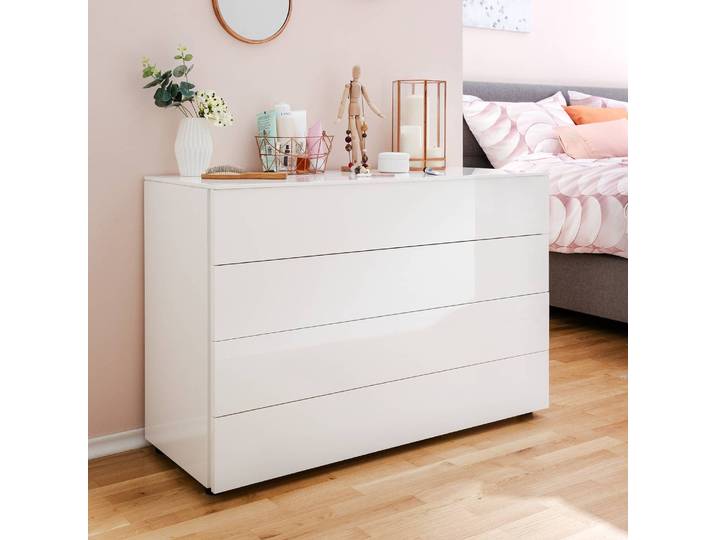 Commode II 110 x 75 x 45cm Blanc/Blanc brillant