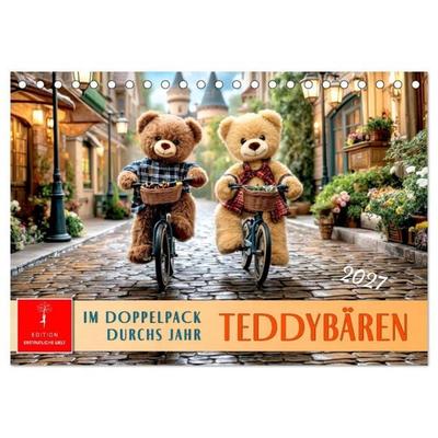 Teddybären - im Doppelpack durchs Jahr (Tischkalender 2027 DIN A5 quer), CALVENDO Monatskalender