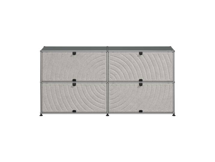 USM Haller Kommode M68 grau mittelgrau 2-fach breit 4 Soft Panels 152.3x74x37.3 cm