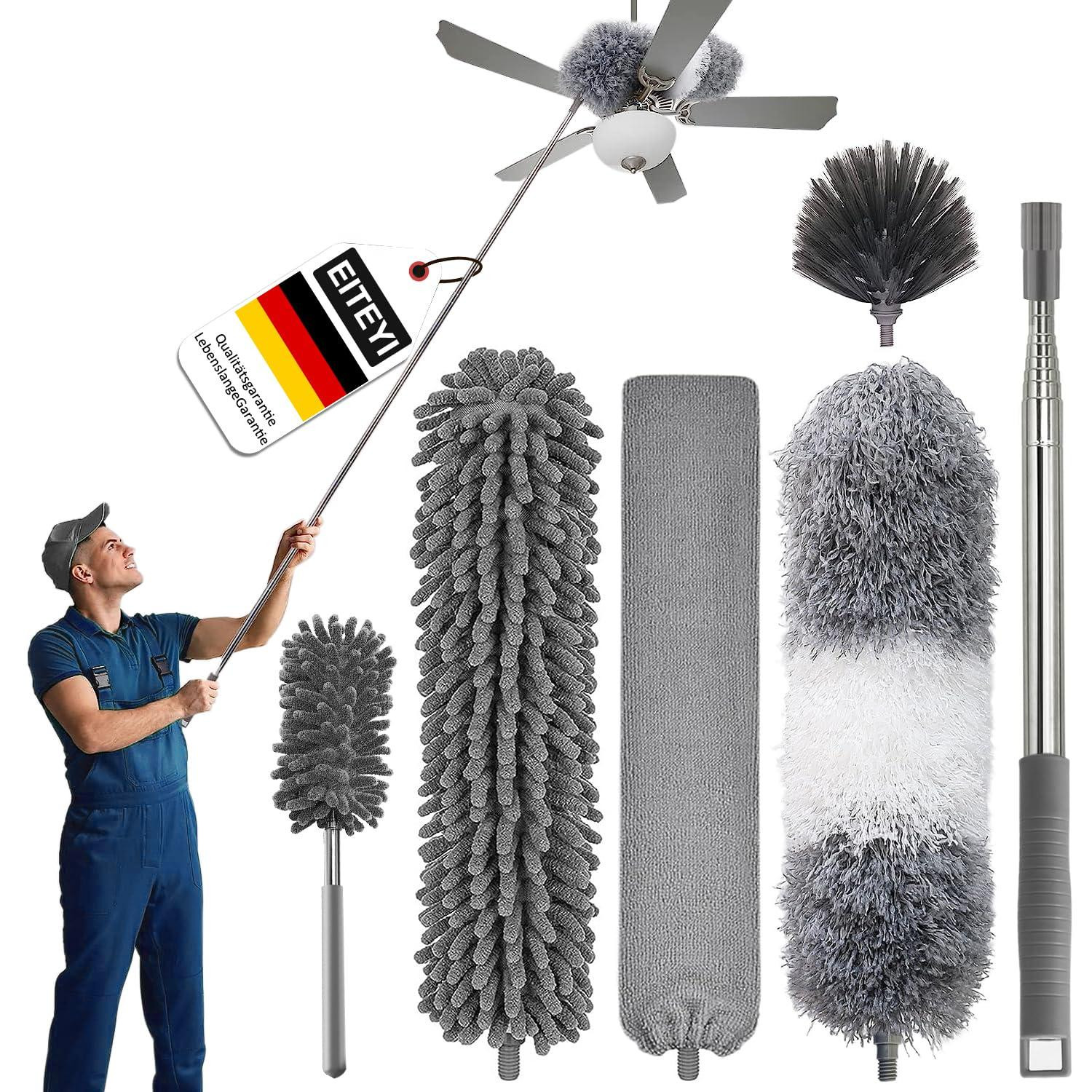 Dripio 6-delige telescopische stofwisser van microvezel, 250 cm, wasbaar