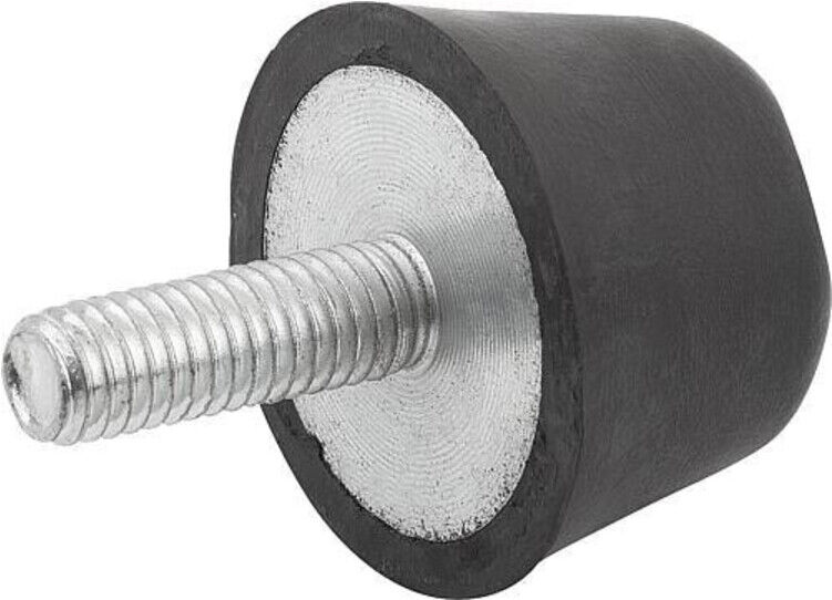 KIPP Gummipuffer konisch Außengewinde M08x20 Ø30 H18 Stahl Elastomer Naturkautschuk (K0575.02503055)