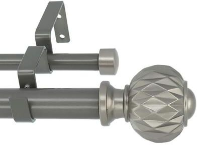 Meriville 1-Inch Diameter Double Window Curtain Rod, Castani Finial
