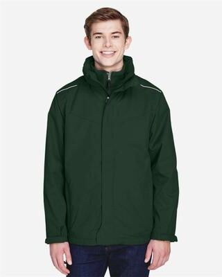 CORE365 88205 Men's Region 3-in-1 Jacket with Fleece Liner in Forest Green size 3XL   Polyester
