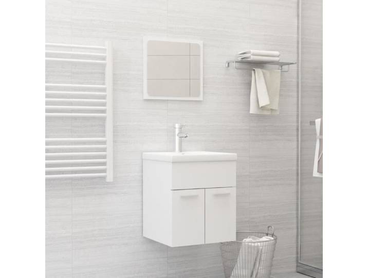 9489 SALE HOT Ensemble de meubles de salle de bain Décor - Colonne Salle de bain complète Blanc Aggloméré