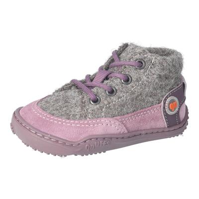 Barfußschuh QNUFFS "WEIDE", Mädchen, Gr. 26, rosa, Textil, Veloursleder, Schuhe Barfußschuh, Schnürschuh mit Namenschild an der Rückseite