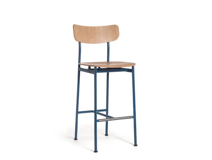 MAGIS tabouret moyen MOTTA SD2554 (Bleu - Chêne et acier peint)