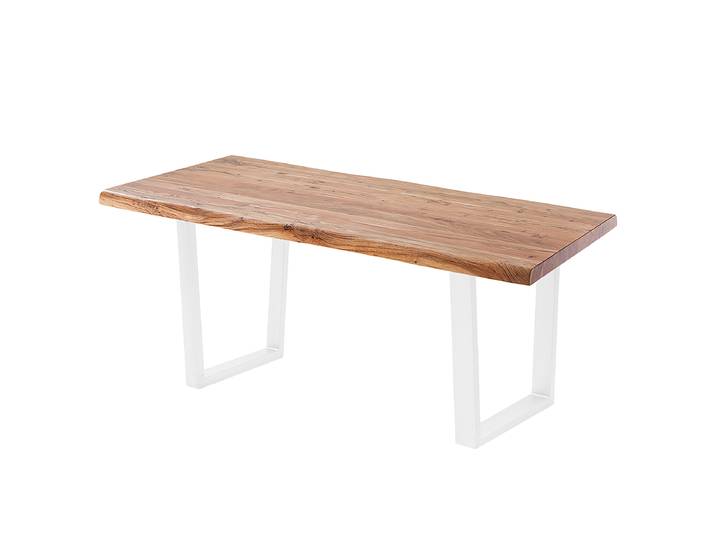 home24 Houten bureau met boomrand 140cm bruin/bruin acaciahout trapezevormig wit