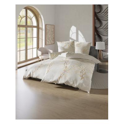 Bettwäsche BIBERNA Gr. 1, beige (beige, taupe, bedruckt), B/L: 135cm x 200cm, Renforcé, B/L: 80cm x 80cm, 1, Renforcé, 100% Baumwolle, Bettwäsche, Bettwäsche
