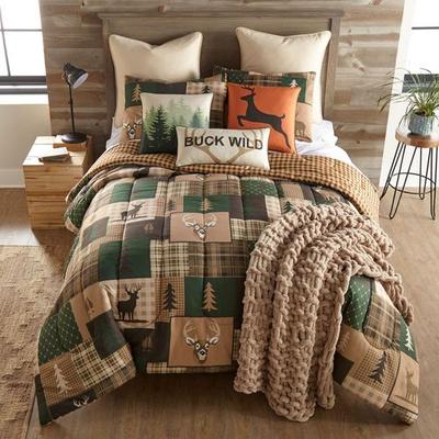 American Heritage Textiles Green Forest Mini Comforter Set Multi Warm, King, Multi Warm