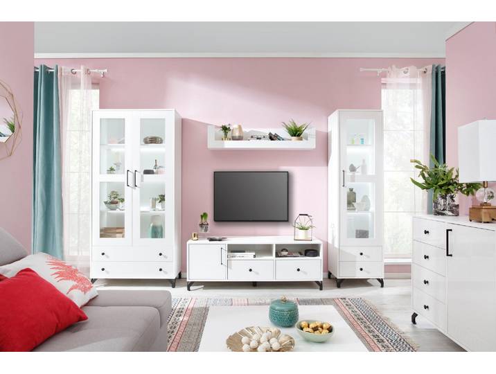 Wohnzimmer-Set Wohnzimmer Set – 6 Teile – BERGEN System – Weiß