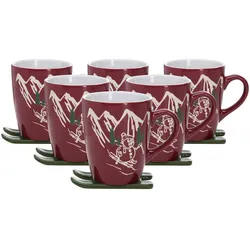 KAFFEEBECHER AUF SKI Aspen rot 340 ml 6er Set