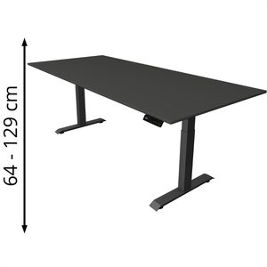 Kerkmann Schreibtisch Move 4, anthrazit / anthrazit, elektrisch höhenverstellbar, 225 x 64-129 x 100 cm