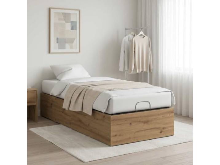 Bettgestell für Lattenrost, verstellbar, Eichenholz, handgefertigt Mehrschichtiges Holz, Technikholz, Montage erforderlich, nur für den Innenbereich, glatte Oberfläche