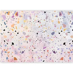 Artgeist, Tapete, Fototapete - Terrazzo in Confetti Style Violet-Pink Colorful Pattern (400 x 280 cm)