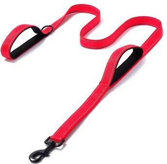 Uplift Essentials Professional Heavy Duty Dual Handle Reflective Safety Leash red l