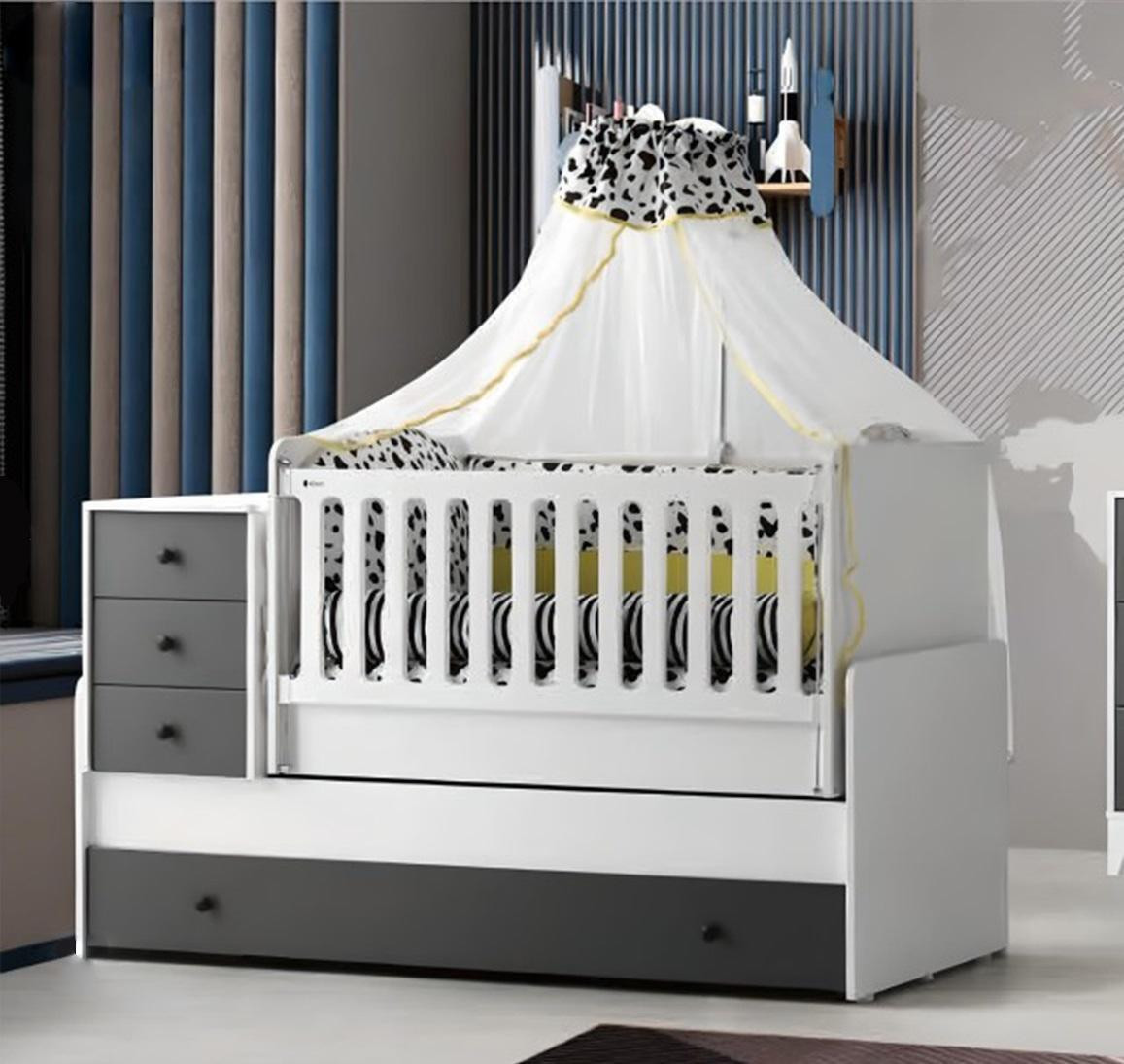 Modern houten kinderbed AEA multifunctioneel uitschuifbaar bed wit