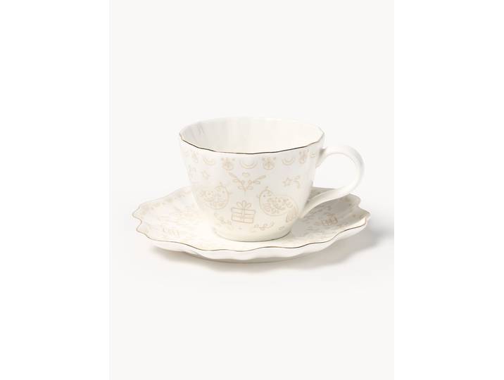 Tasses à café de Noël avec sous-tasses Lumos, 4 pièces