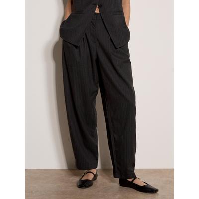Stoffhose APRICOT "Ballonhose mit weitem Bein", Damen, Gr. XS (34), N-Gr, grau (dunkelgrau), gewebt, Obermaterial: 69% Polyester PES. 29% Viskose CV. 2% Elasthan EL., gestreift, Modisch, Hosen Stoffhose, mit Nadelstreifen