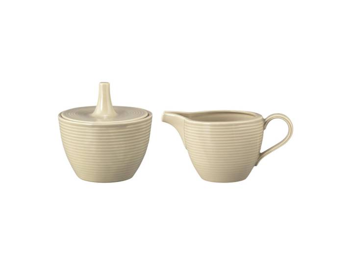 Seltmann Weiden Milch & Zucker SET Beat Color Glaze Sandbeige, Beige, Keramik, Rund, 2 cm, Küchenzubehör, Vorratsbehälter, Zuckerdosen