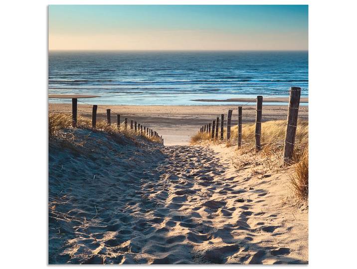 Küchenrückwand ARTLAND Weg zum Nordseestrand Sonnenuntergang , beige (naturfarben), B:60cm H:60cm, Aluminium, Spritzschutzwände, Küchenrückwand, Alu Spritzschutz mit Klebeband, einfache Montage