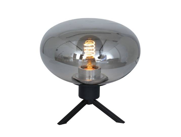 Glazen tafellamp Reflexion 22cm zwart met smoke glas Steinhauer - 2681ZW