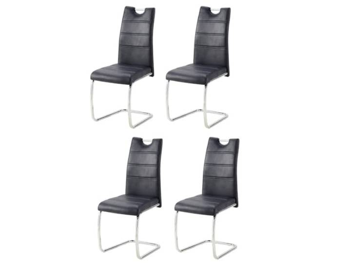 Casa Vital Esszimmerstuhl Roman, 4er-Set, 42x42x95 cm, Esszimmermöbel, gepolstert, Mikrofaserbezug, Metallkufengestell, max. Belastbarkeit 120 kg (Schwarz)