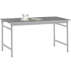 Manuflex BB3014.9006 Werkstatt Beistelltisch BASIS stationär mit Blechbelag-Platte in Alusilber ähnlich RAL 9006, BxTxH: 1000 x 600 x 780 mm Alusilber